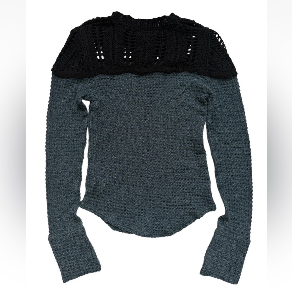 Free People Snowflake Colorblocked Pointelle Sweater Sz XS - Picture 3 of 7